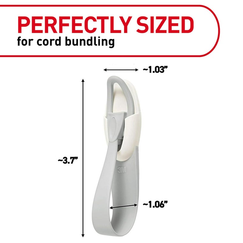 Command Cord Bundlers, Damage-Free Adhesive Cord and Cable Organizers, White, 6 Bundlers (3 Packs of 2) with Command Strips, No Tools Wall Hooks for Home, Office or Outdoor Use, Holds 2 lbs Each - Image 2